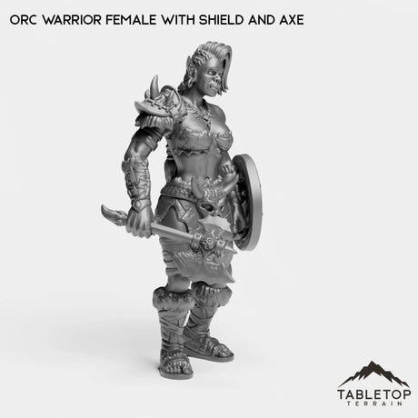 Tabletop Terrain Miniature Orc Warrior Female with Shield and Axe