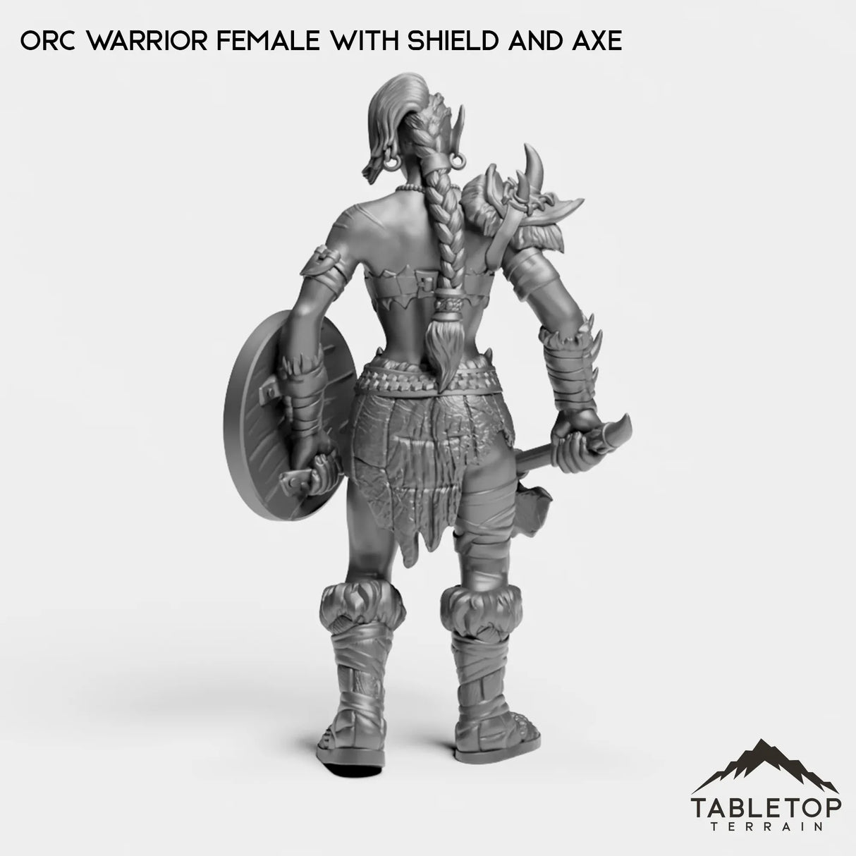 Tabletop Terrain Miniature Orc Warrior Female with Shield and Axe