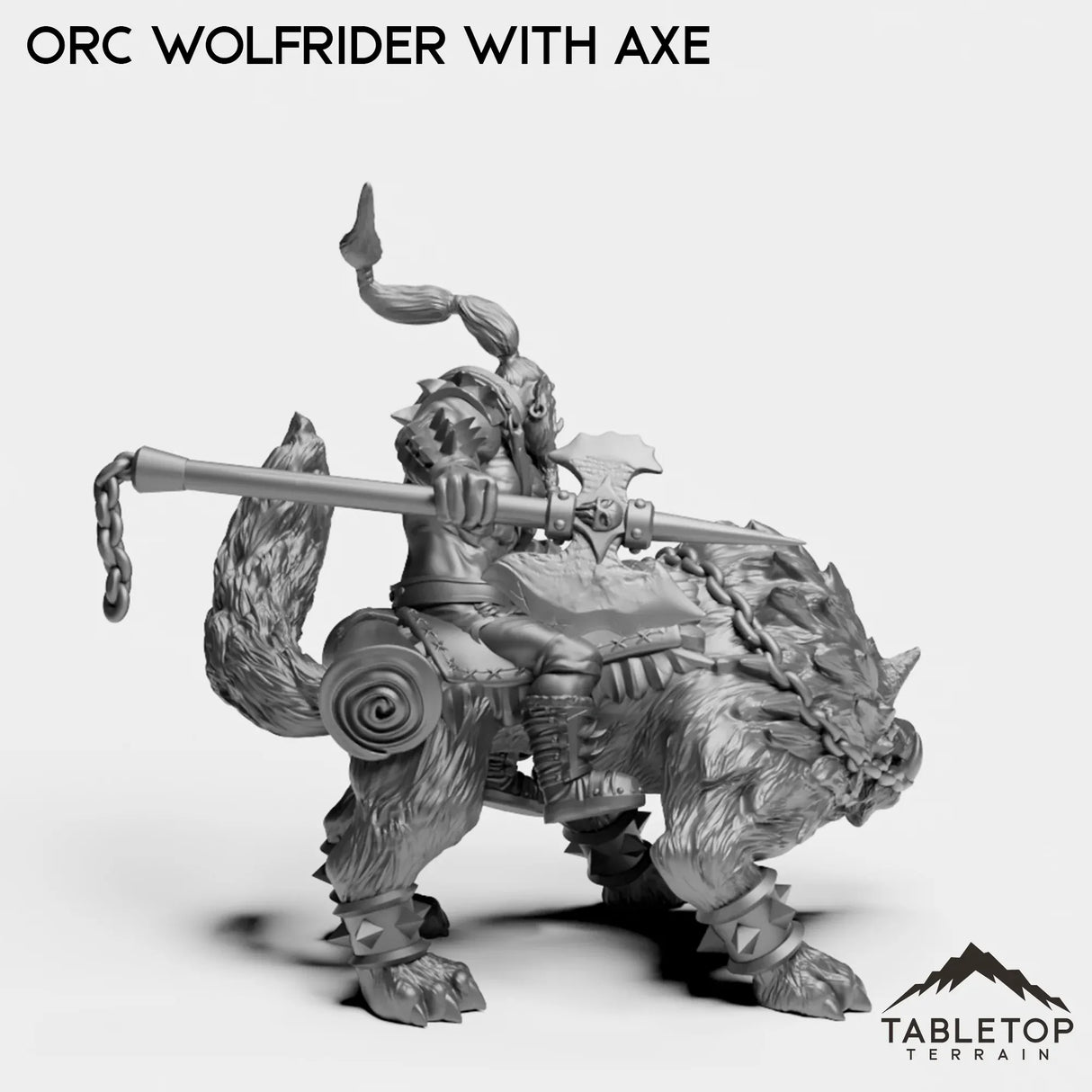 Tabletop Terrain Miniature Orc Wolfrider with Axe
