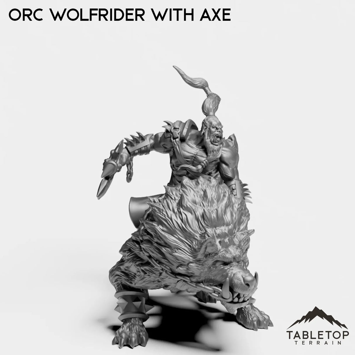 Tabletop Terrain Miniature Orc Wolfrider with Axe