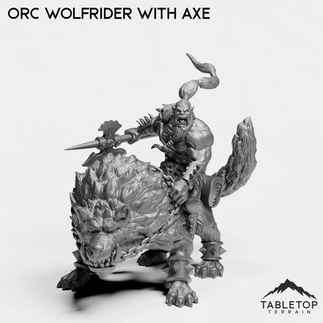Tabletop Terrain Miniature Orc Wolfrider with Axe