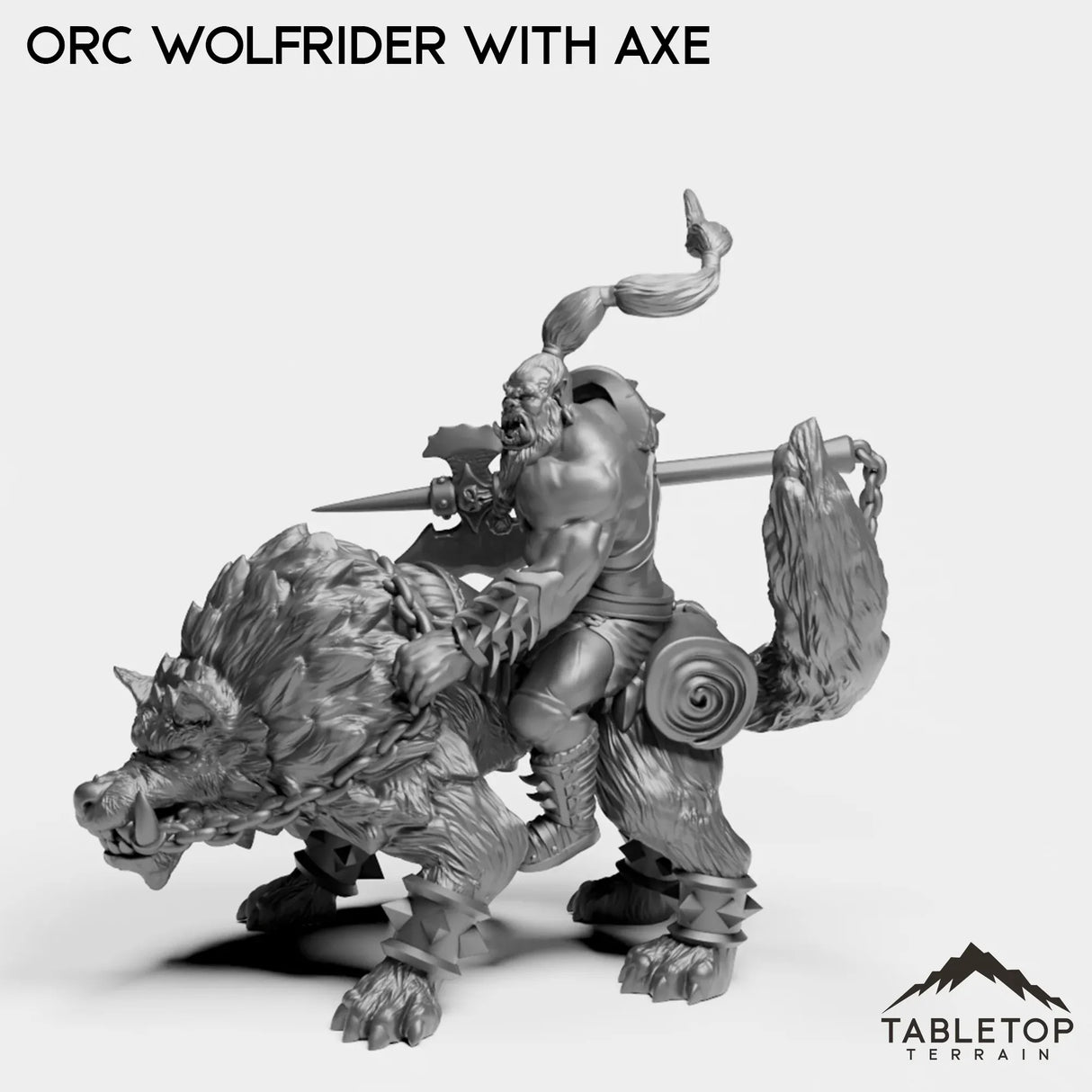 Tabletop Terrain Miniature Orc Wolfrider with Axe
