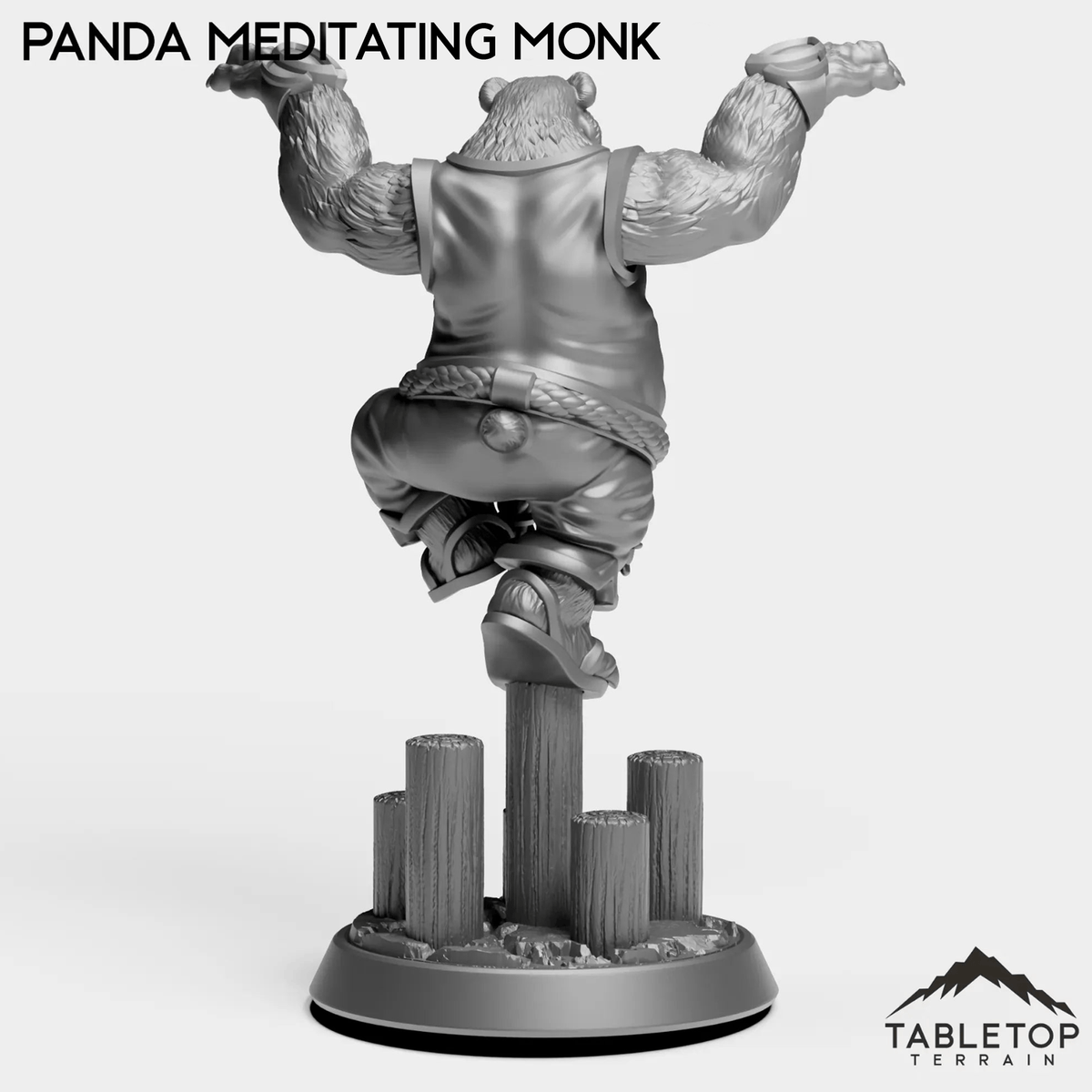 Tabletop Terrain Miniature Panda Meditating Monk