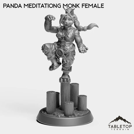 Tabletop Terrain Miniature Panda Meditating Monk Female