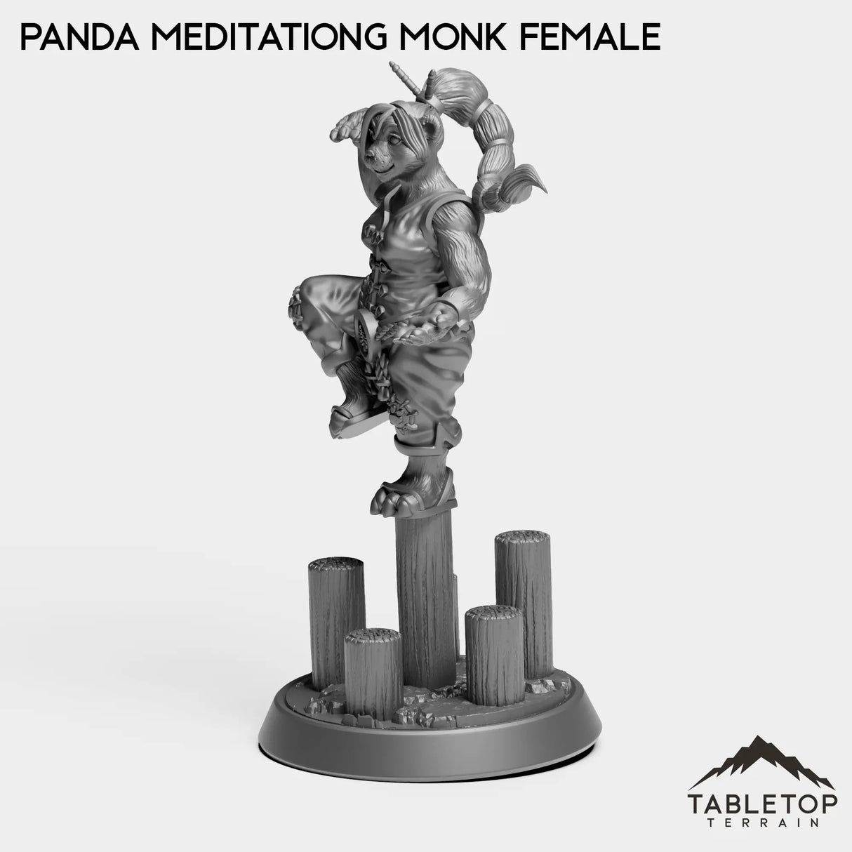 Tabletop Terrain Miniature Panda Meditating Monk Female