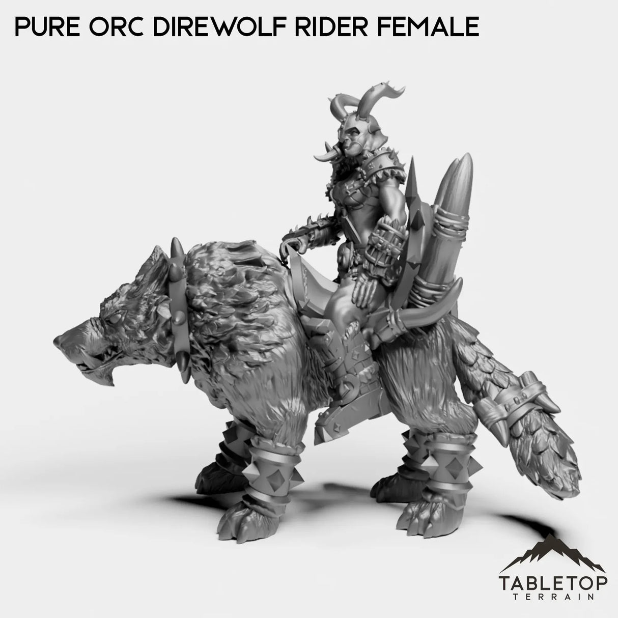 Tabletop Terrain Miniature Pure Orc Direwolf Rider Female