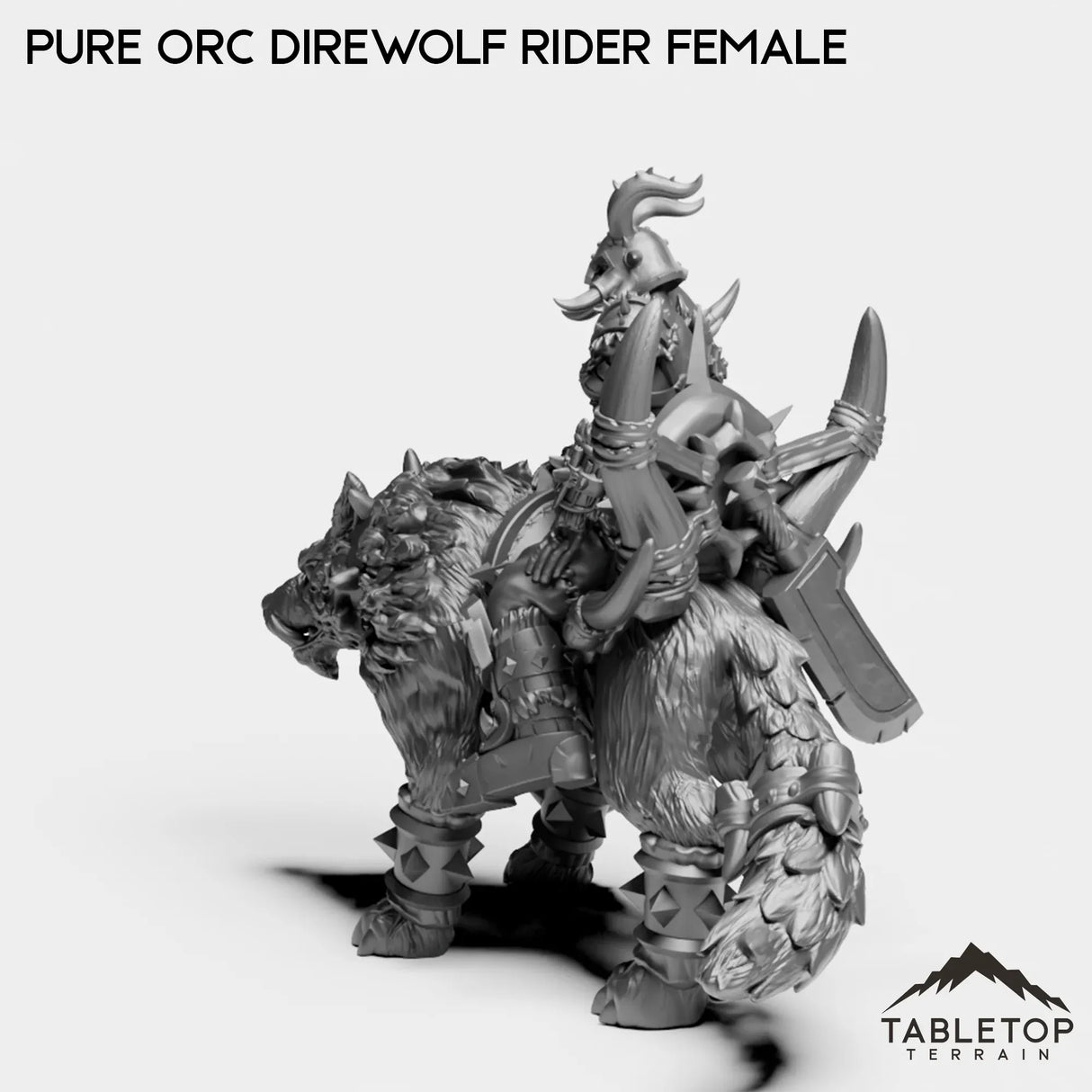 Tabletop Terrain Miniature Pure Orc Direwolf Rider Female