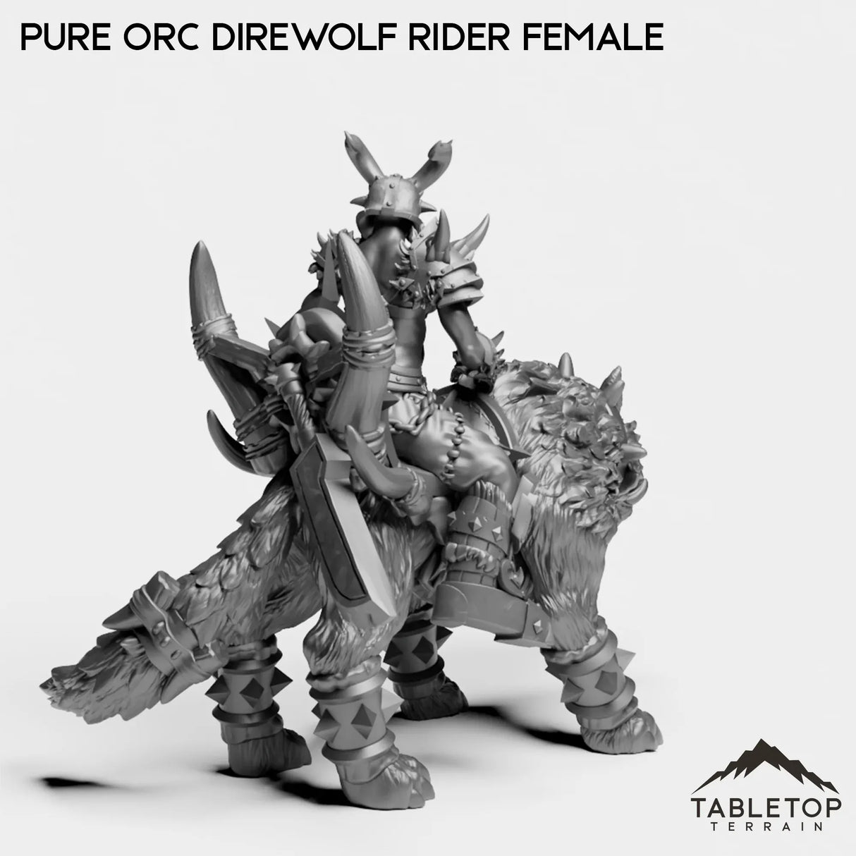 Tabletop Terrain Miniature Pure Orc Direwolf Rider Female