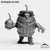 Tabletop Terrain Miniature Running in Keg Goblin Sapper