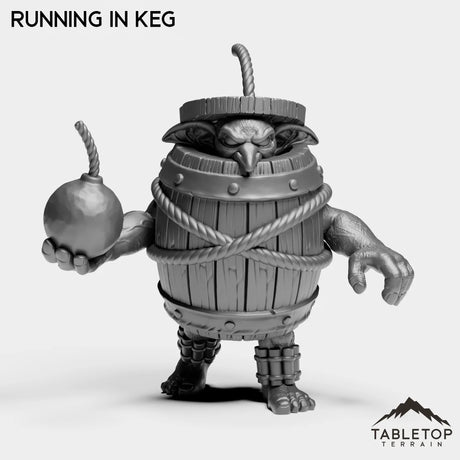 Tabletop Terrain Miniature Running in Keg Goblin Sapper