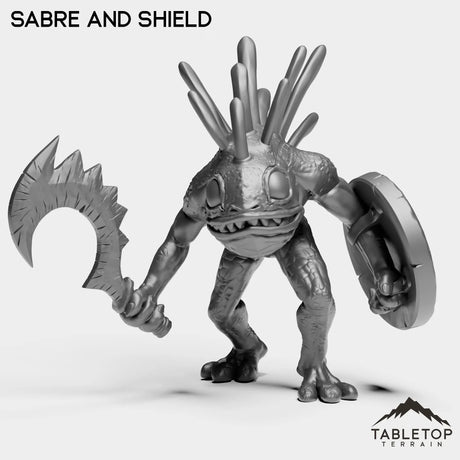 Tabletop Terrain Miniature Sabre and Shield Murlocs Attacking