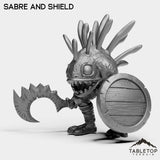 Tabletop Terrain Miniature Sabre and Shield Murlocs with Weapons