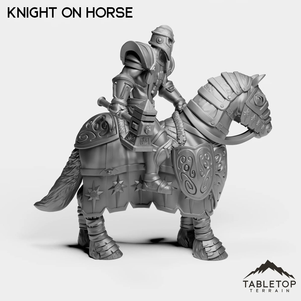 Tabletop Terrain Miniature Silver Paladin Knight on Horse