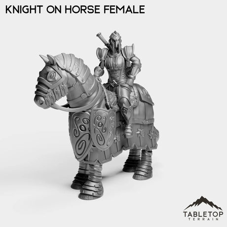 Tabletop Terrain Miniature Silver Paladin Knight on Horse Female