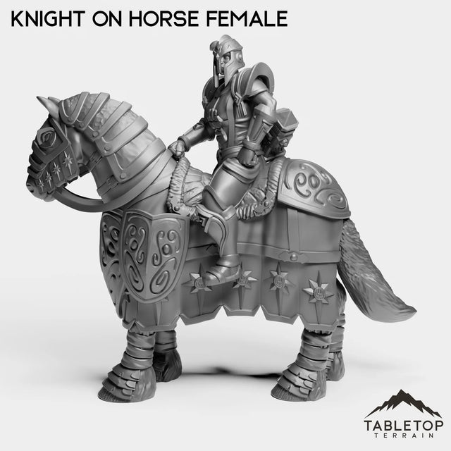 Tabletop Terrain Miniature Silver Paladin Knight on Horse Female