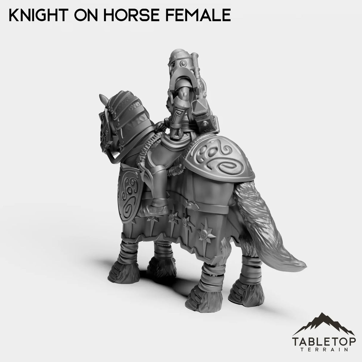 Tabletop Terrain Miniature Silver Paladin Knight on Horse Female
