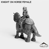Tabletop Terrain Miniature Silver Paladin Knight on Horse Female