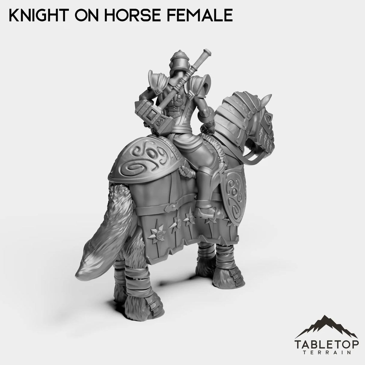 Tabletop Terrain Miniature Silver Paladin Knight on Horse Female