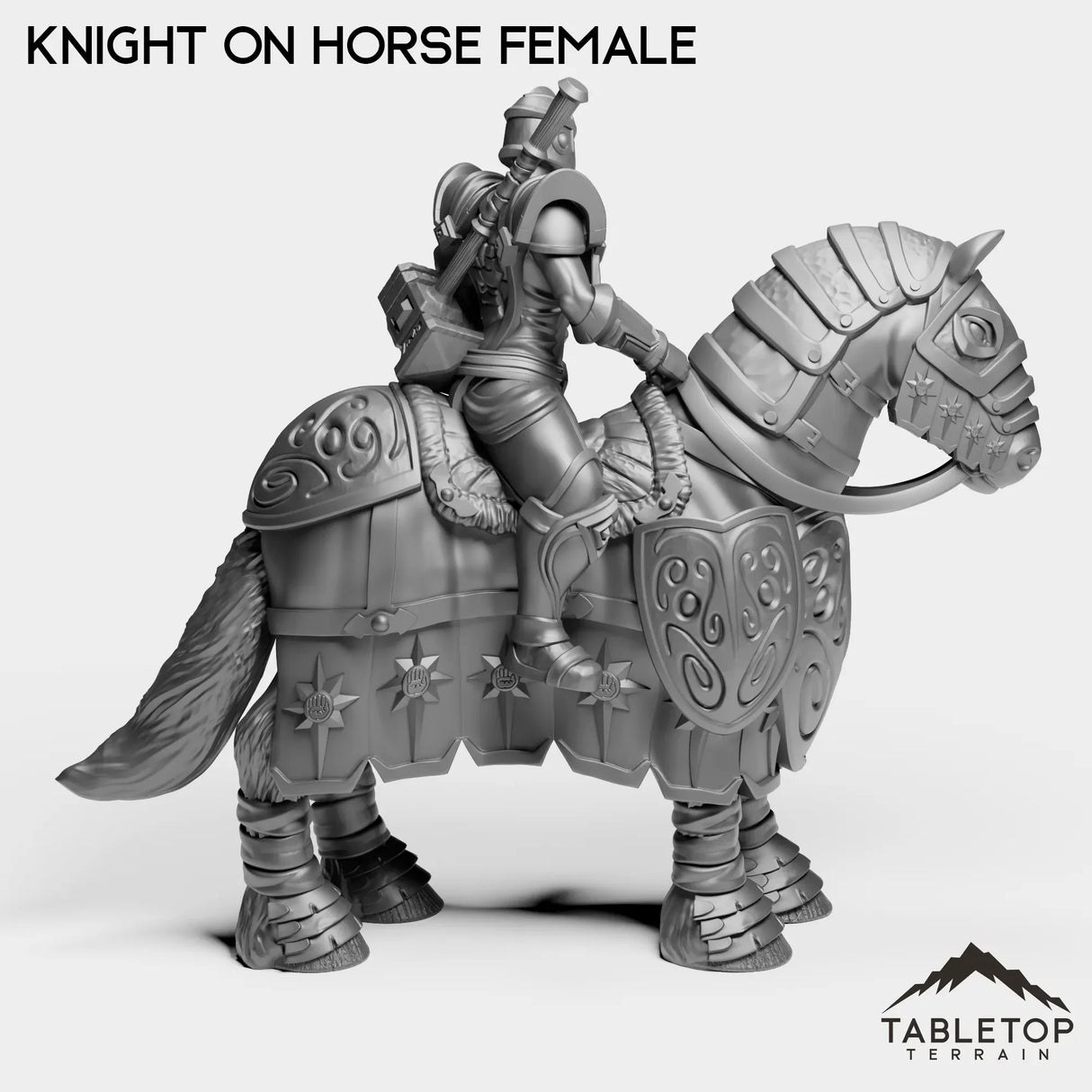 Tabletop Terrain Miniature Silver Paladin Knight on Horse Female