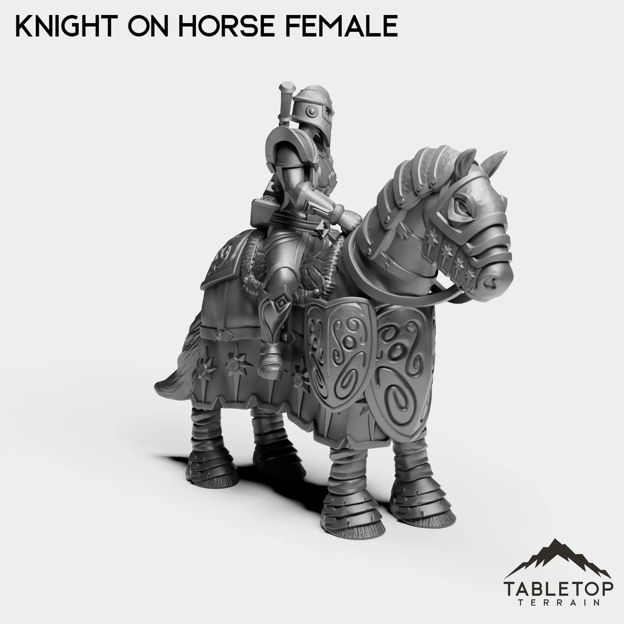Tabletop Terrain Miniature Silver Paladin Knight on Horse Female