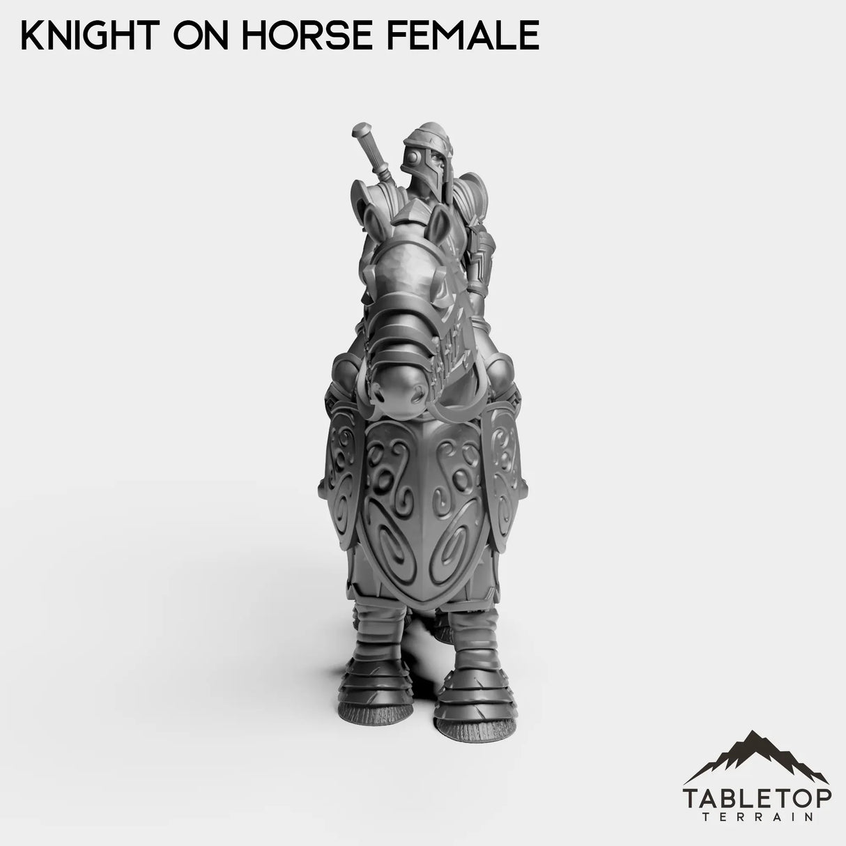 Tabletop Terrain Miniature Silver Paladin Knight on Horse Female
