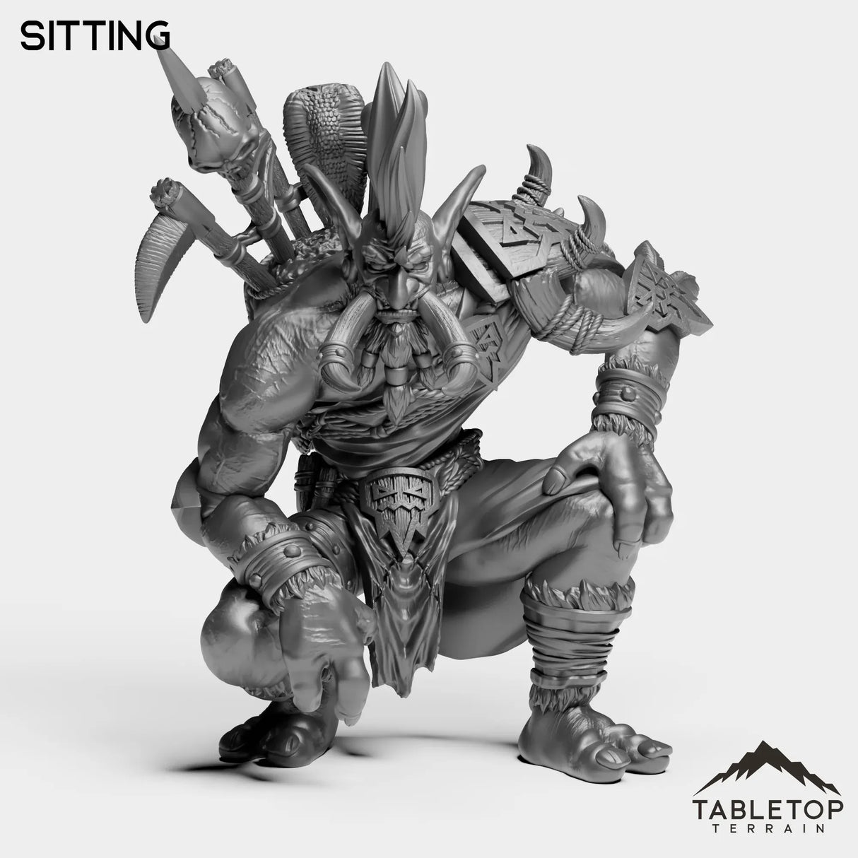 Tabletop Terrain Miniature Sitting Troll Leader