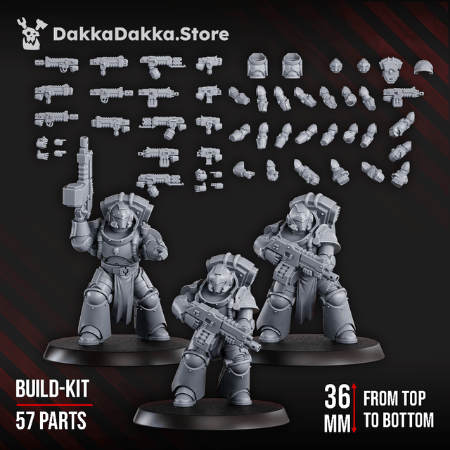 Tabletop Terrain Miniature Space Knights (build kit) - Prime Armored Battleline Squad