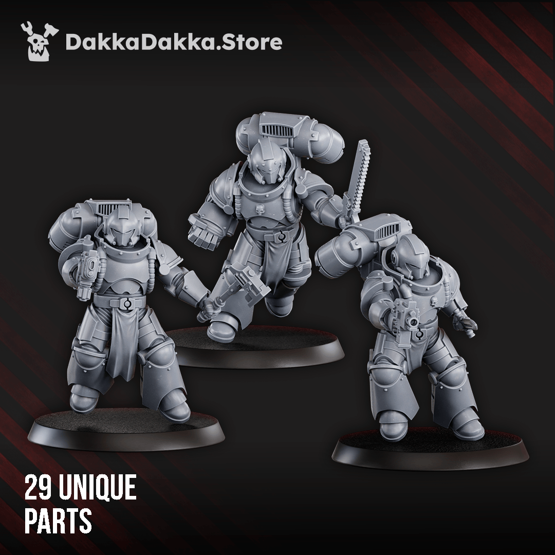 Tabletop Terrain Miniature Space Knights Storm Squad with Jetpacks (build kit) - Prime Armored Assault Unit