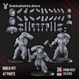 Tabletop Terrain Miniature Space Knights Storm Squad with Jetpacks (build kit) - Prime Armored Assault Unit