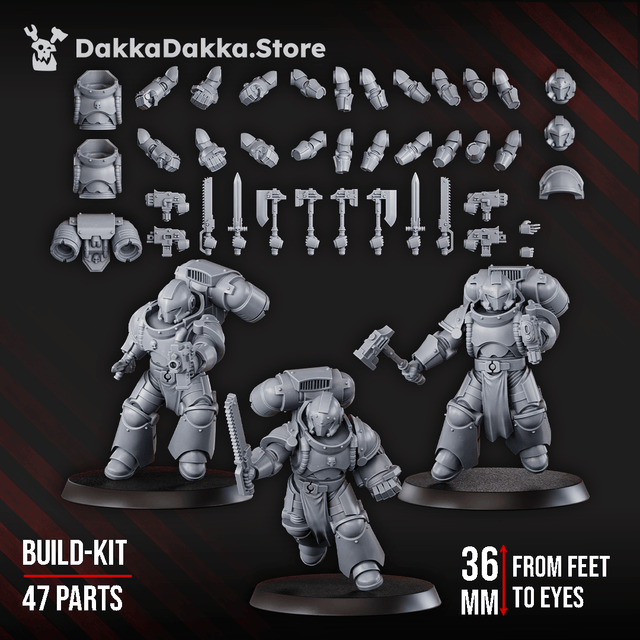 Tabletop Terrain Miniature Space Knights Storm Squad with Jetpacks (build kit) - Prime Armored Assault Unit