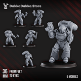 Tabletop Terrain Miniature Space Knights Storm Squad with Jetpacks (x5) - Prime Armored Assault Unit