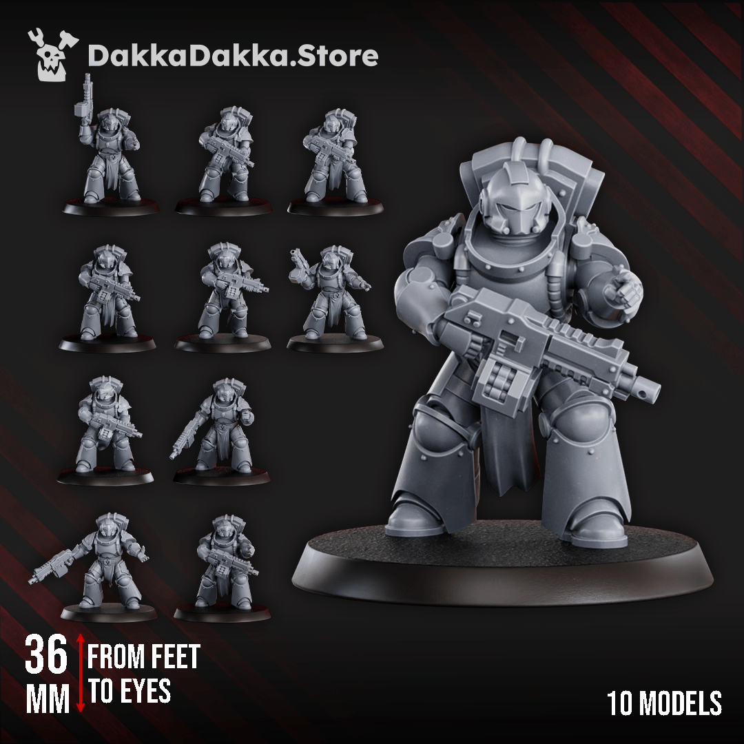 Tabletop Terrain Miniature Space Knights Tactical Squad (x10) - Prime Armored Battleline Unit