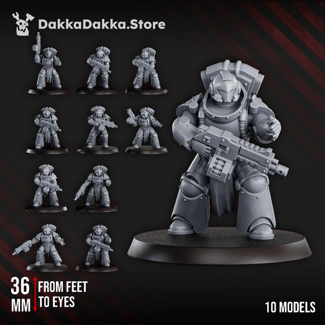 Tabletop Terrain Miniature Space Knights Tactical Squad (x10) - Prime Armored Battleline Unit