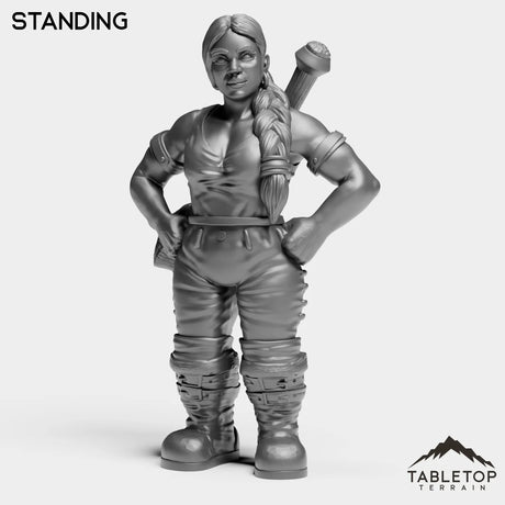 Tabletop Terrain Miniature Standing Dwarf Paladin Female