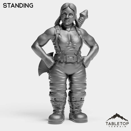 Tabletop Terrain Miniature Standing Dwarf Warrior Female