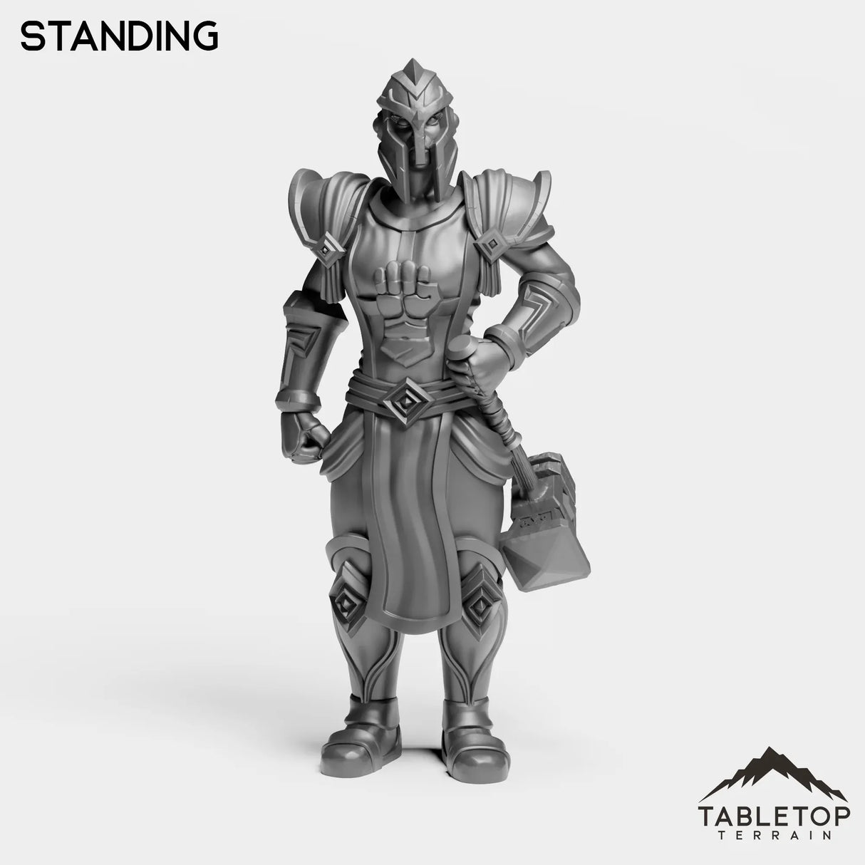Tabletop Terrain Miniature Standing Silver Paladin Knight Female