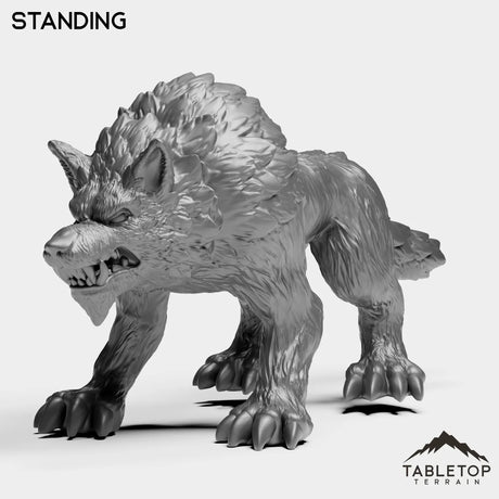 Tabletop Terrain Miniature Standing Wolves