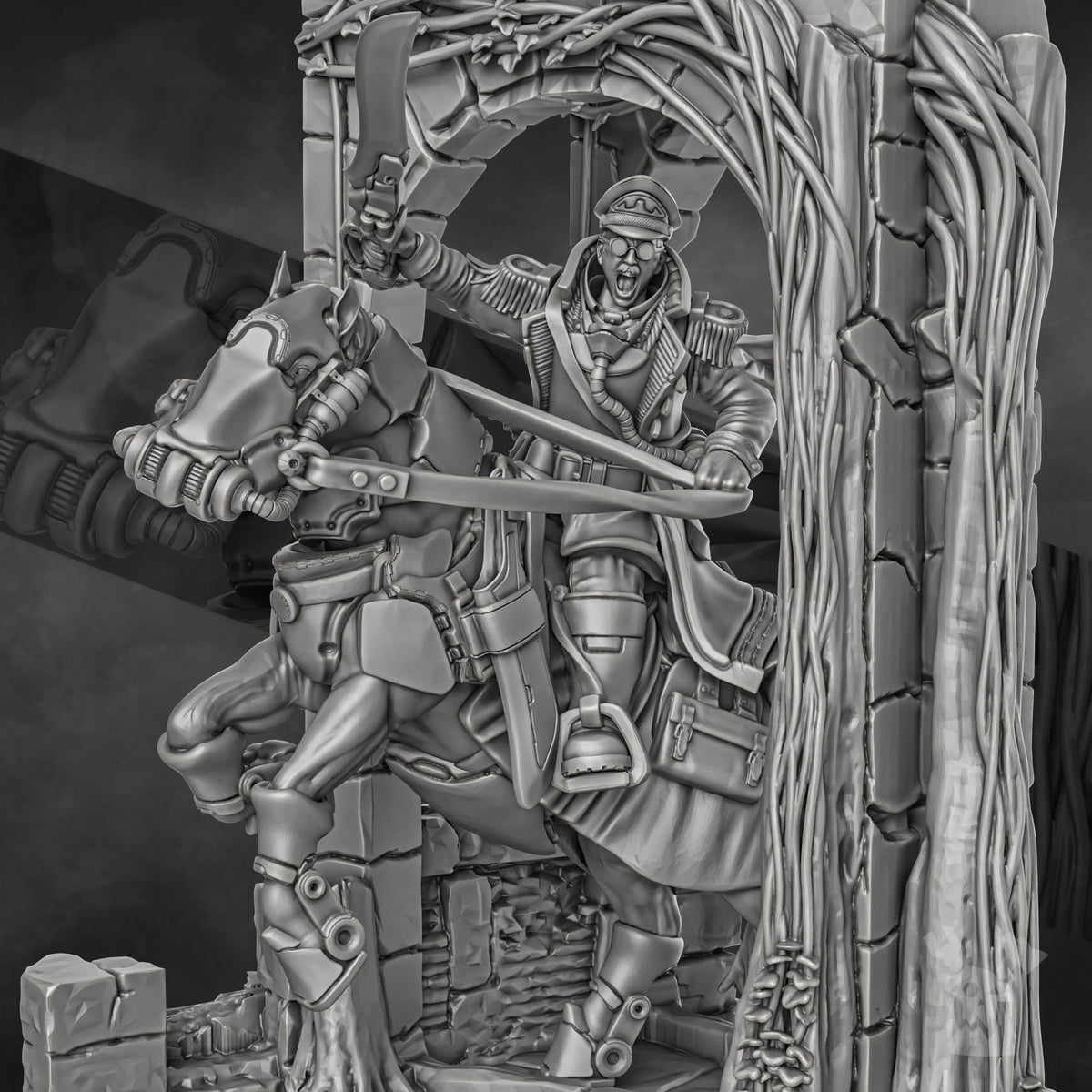 Tabletop Terrain Miniature Steamguard Cavalry Lord Commissar