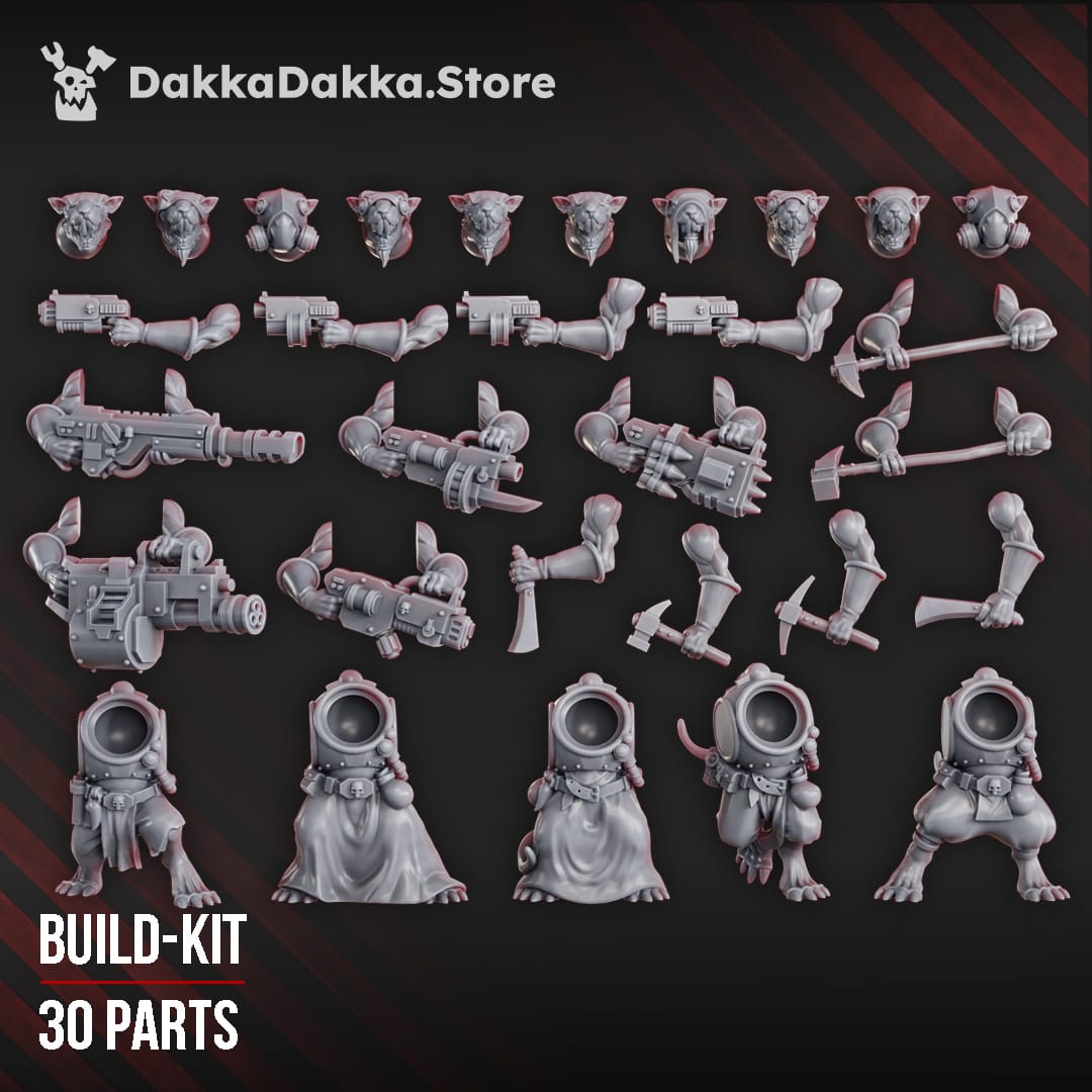 Tabletop Terrain Miniature Swarm of Miner Rats (build kit)