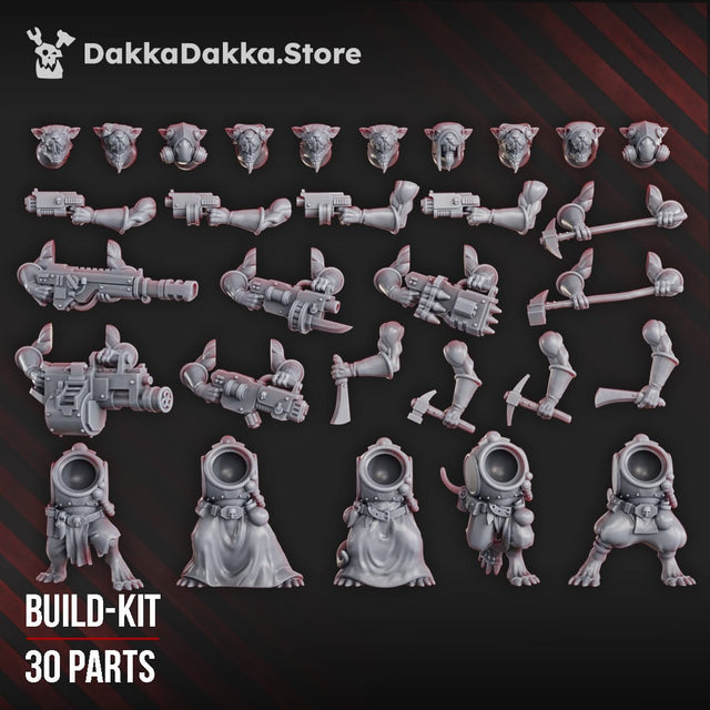 Tabletop Terrain Miniature Swarm of Miner Rats (build kit)
