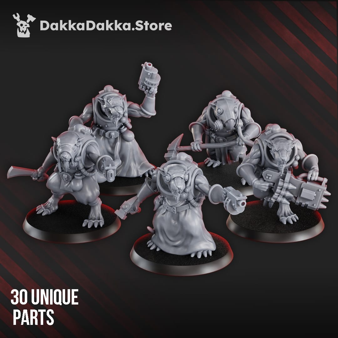 Tabletop Terrain Miniature Swarm of Miner Rats (build kit)