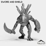 Tabletop Terrain Miniature Sword and Shield Murlocs Attacking