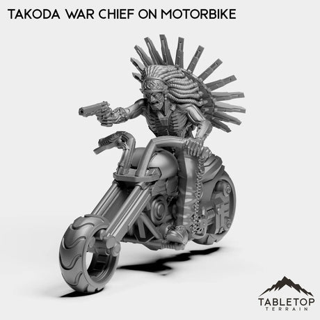 Tabletop Terrain Miniature Takoda War Chief on Motorbike TakodaWarChief - The Tribe