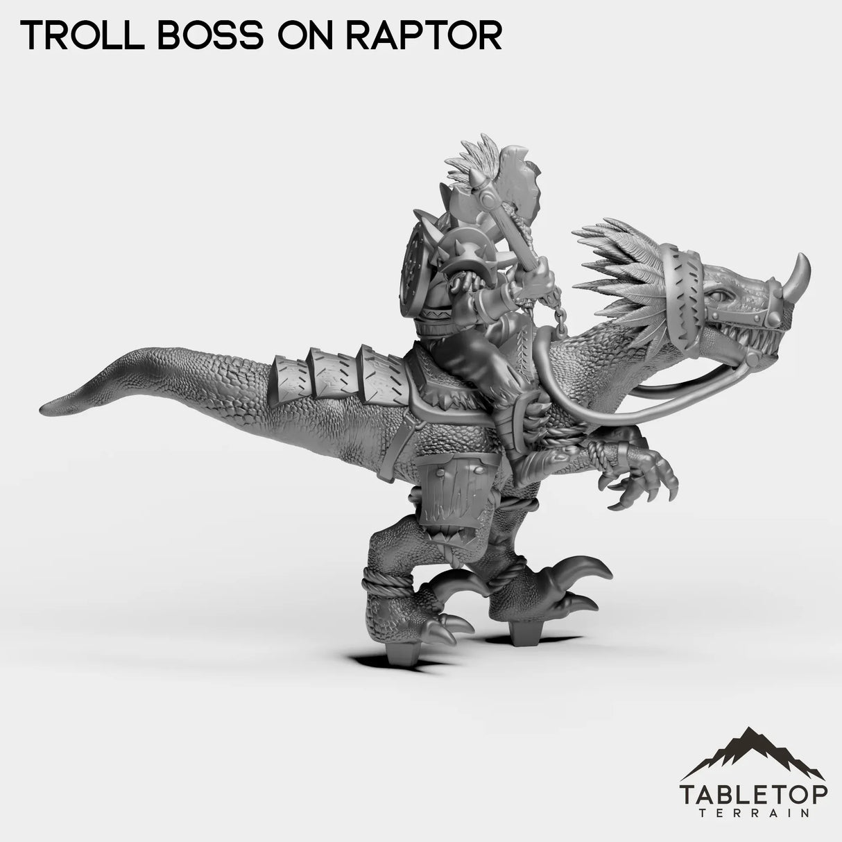 Tabletop Terrain Miniature Troll Boss on Raptor