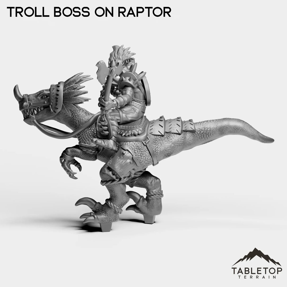 Tabletop Terrain Miniature Troll Boss on Raptor