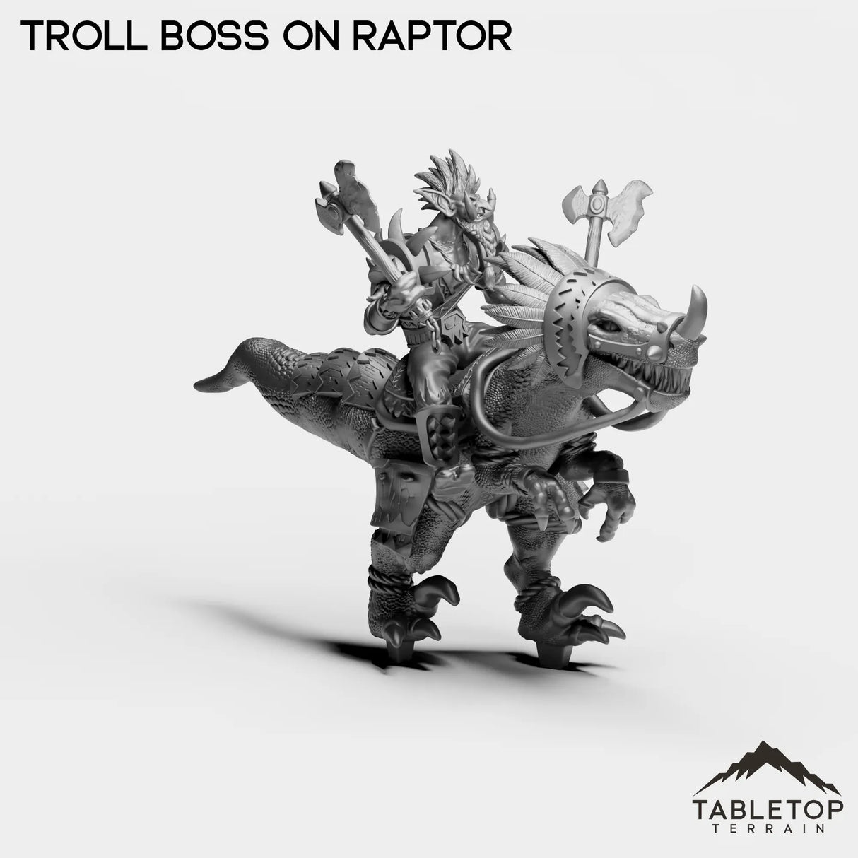 Tabletop Terrain Miniature Troll Boss on Raptor