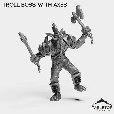 Tabletop Terrain Miniature Troll Boss With Axes