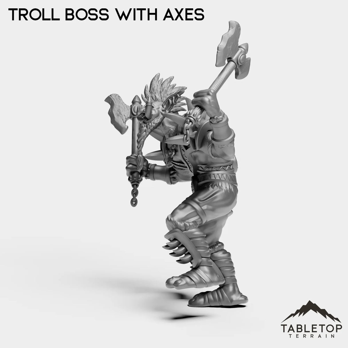 Tabletop Terrain Miniature Troll Boss With Axes
