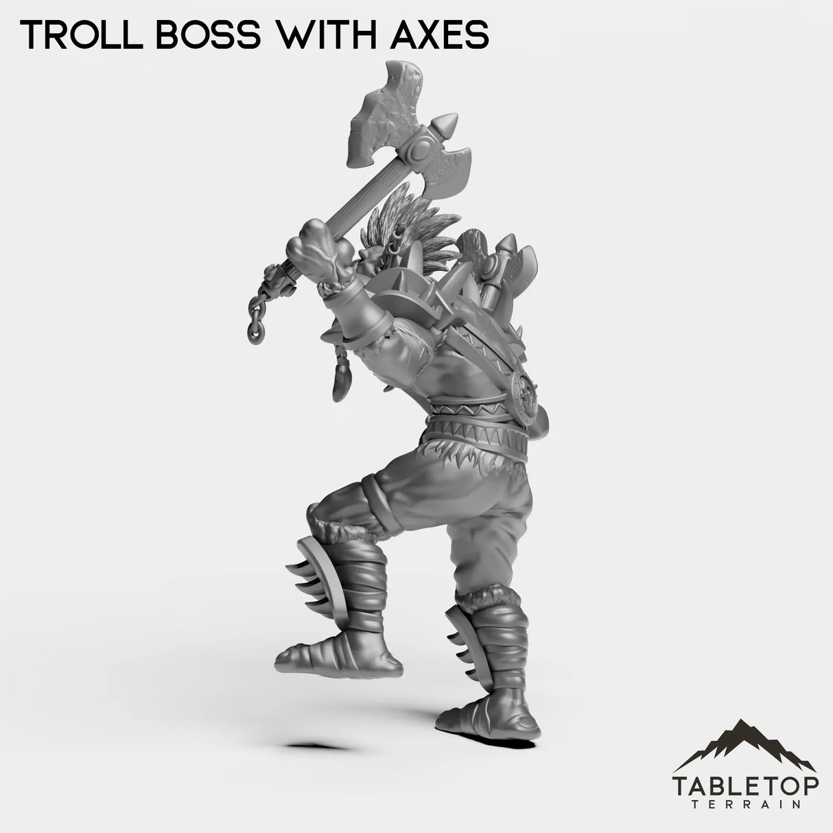 Tabletop Terrain Miniature Troll Boss With Axes