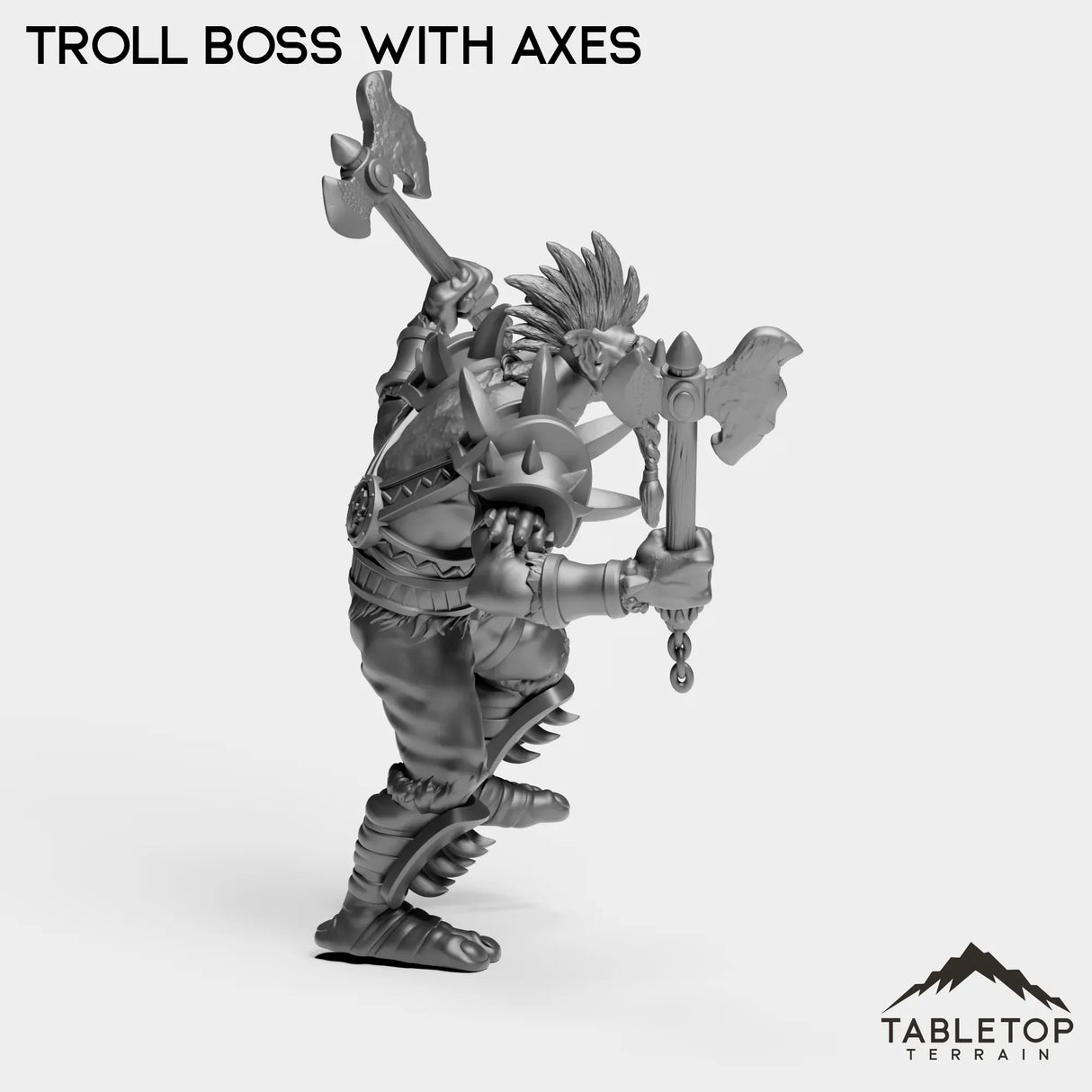 Tabletop Terrain Miniature Troll Boss With Axes